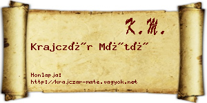Krajczár Máté névjegykártya